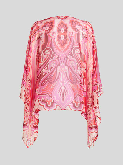 PAISLEY PATTERN SILK PONCHO