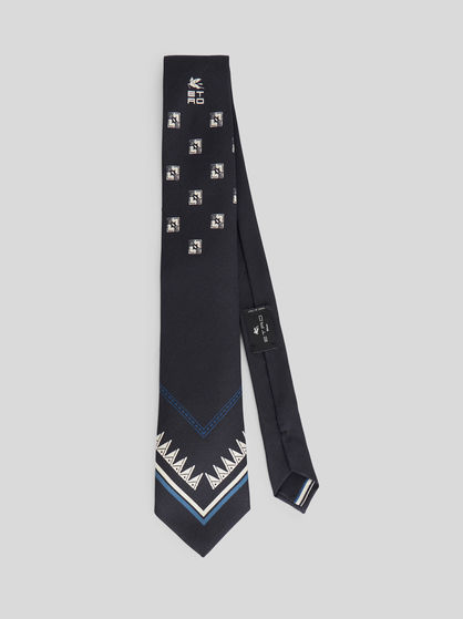 GEOMETRIC DESIGN SILK TIE