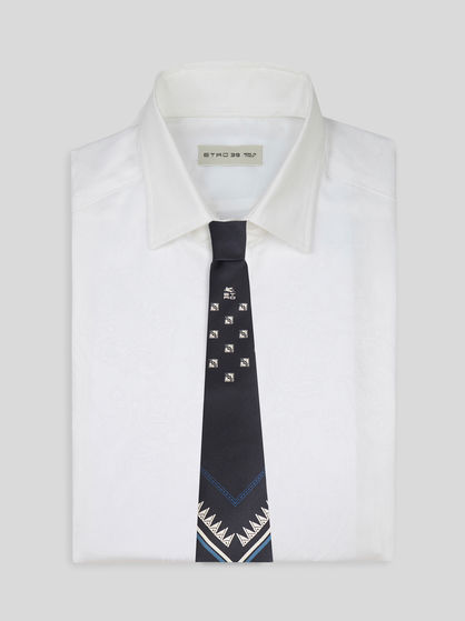 GEOMETRIC DESIGN SILK TIE