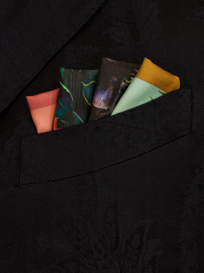 PANTHER PRINT SILK POCKET SQUARE