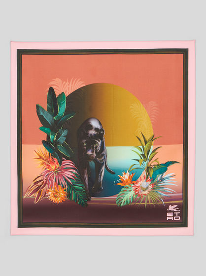 PANTHER PRINT SILK POCKET SQUARE