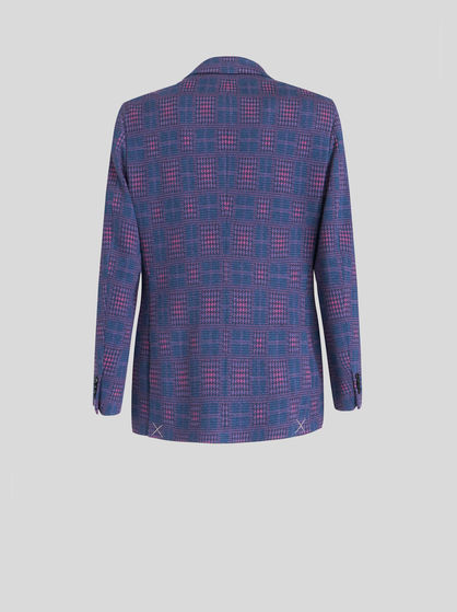 GEOMETRIC CHECK JERSEY JACKET