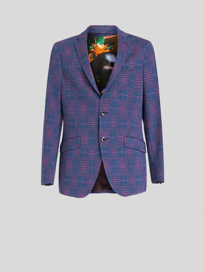 GEOMETRIC CHECK JERSEY JACKET