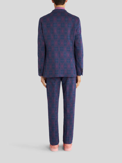 GEOMETRIC CHECK JERSEY JACKET
