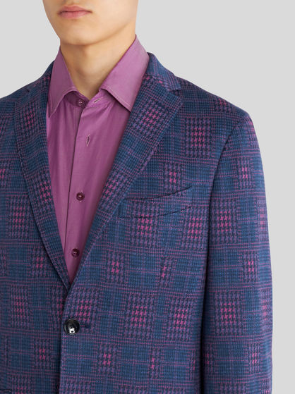 GEOMETRIC CHECK JERSEY JACKET