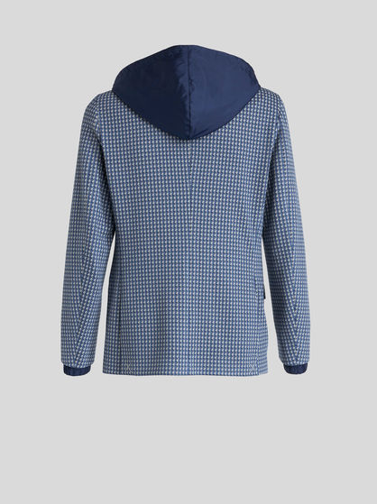 HOODED JERSEY JACKET WITH MICRO GEOMETRIC PATTERNS