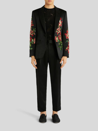 TAILORED FLORAL EMBROIDERY JACKET