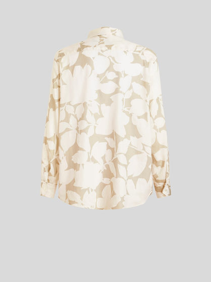 TWO-TONE FLORAL PRINT COTTON SHIRT