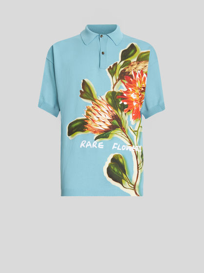 POLO SHIRT WITH PLACED FLORAL PRINT