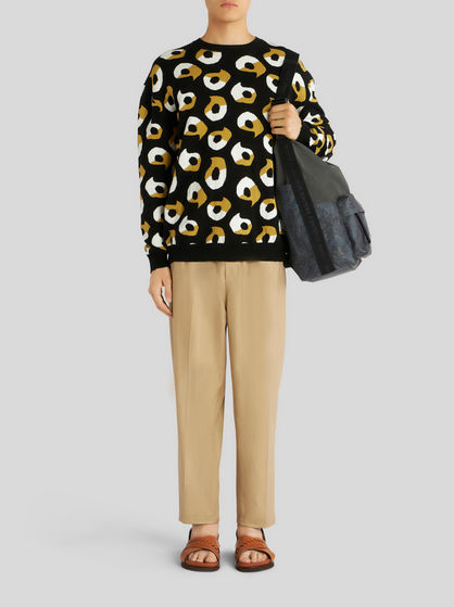 COTTON JACQUARD JUMPER WITH PAISLEY GRAPHICS