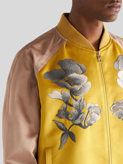 BOMBER JACKET WITH EMBROIDERED ORIENTAL FLOWERS | COATS AND