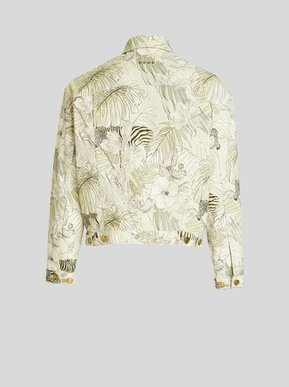 DENIM JACKET WITH TROPICAL PRINT AND ZEBRAS