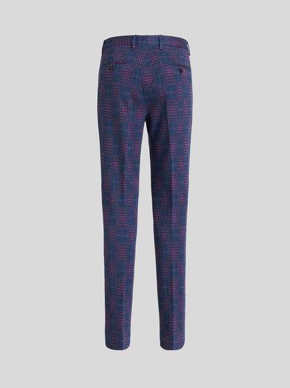 GEOMETRIC CHECK JERSEY TROUSERS