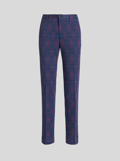GEOMETRIC CHECK JERSEY TROUSERS