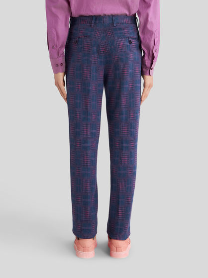 GEOMETRIC CHECK JERSEY TROUSERS