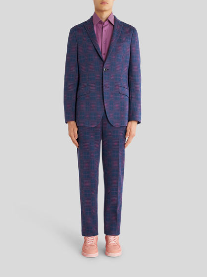 GEOMETRIC CHECK JERSEY TROUSERS