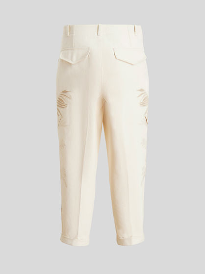 SAN GALLO AND FLORAL EMBROIDERY TROUSERS