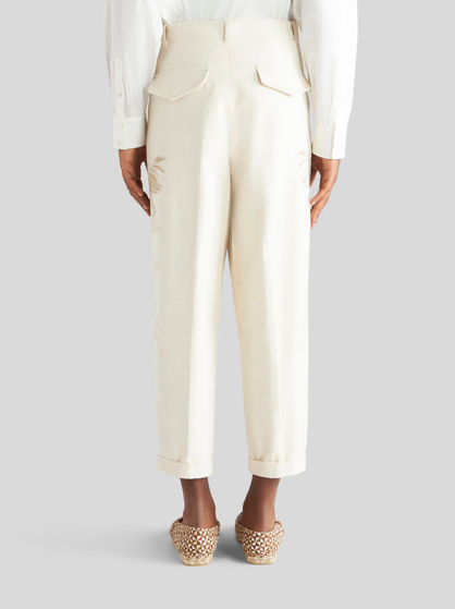 SAN GALLO AND FLORAL EMBROIDERY TROUSERS