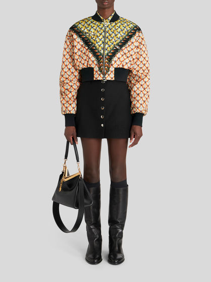 CROPPED FLORAL BOMBER JACKET