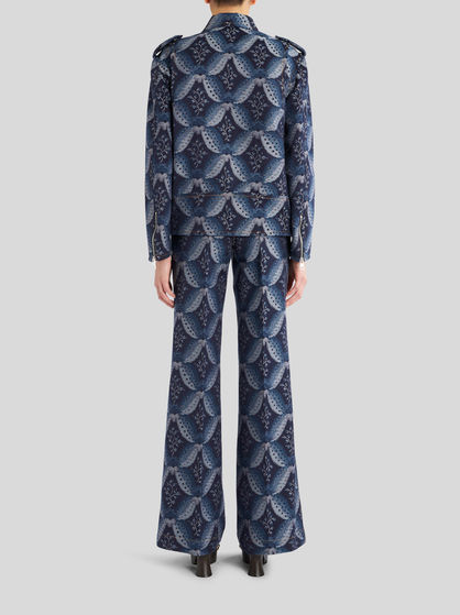 DENIM JACQUARD BIKER JACKET