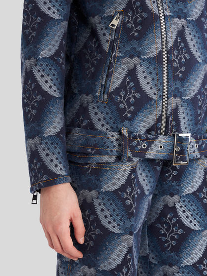 DENIM JACQUARD BIKER JACKET
