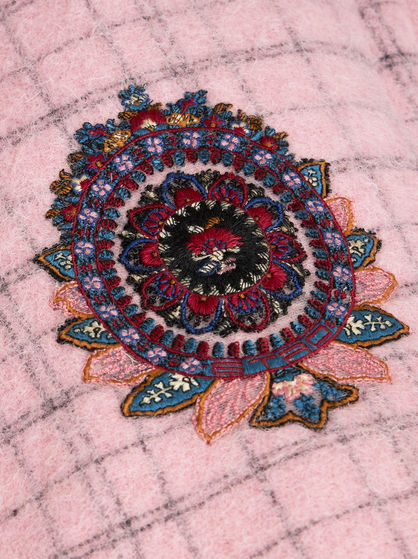 CHECK JACKET WITH EMBROIDERY