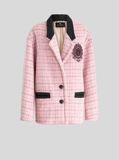 CHECK JACKET WITH EMBROIDERY