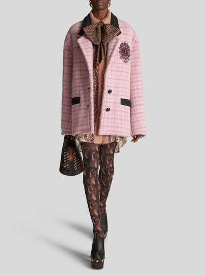 CHECK JACKET WITH EMBROIDERY