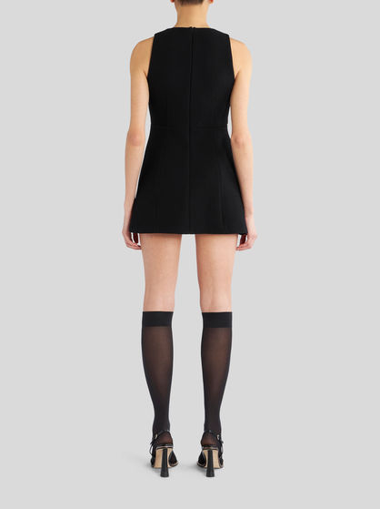 MINI DRESS IN WOOL AND FLORAL EMBROIDERY