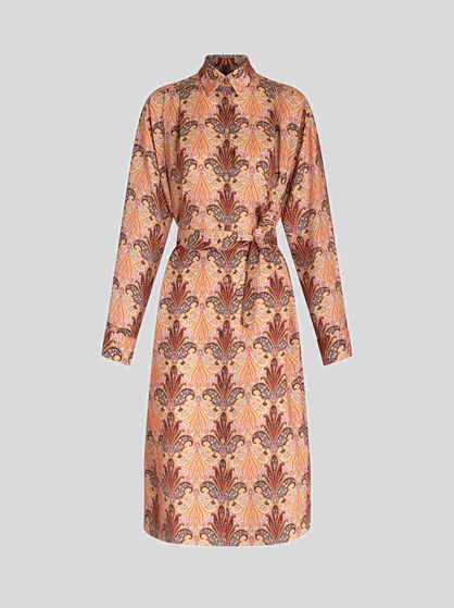 PRINTED WOOL AND SILK SHIRT DRESS