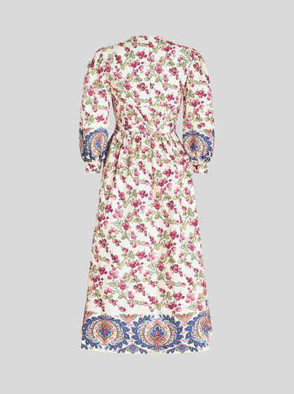 DRESS WITH BERRY AND PAISLEY PRINT