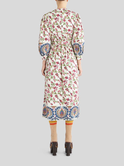 DRESS WITH BERRY AND PAISLEY PRINT