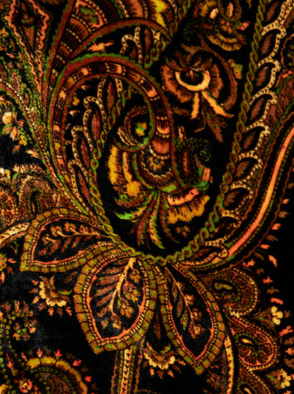 PAISLEY EVENING DRESS WITH DROPPED SHOULDERS