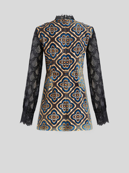 MINI PINAFORE DRESS WITH LACE SHIRT