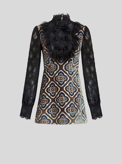 MINI PINAFORE DRESS WITH LACE SHIRT