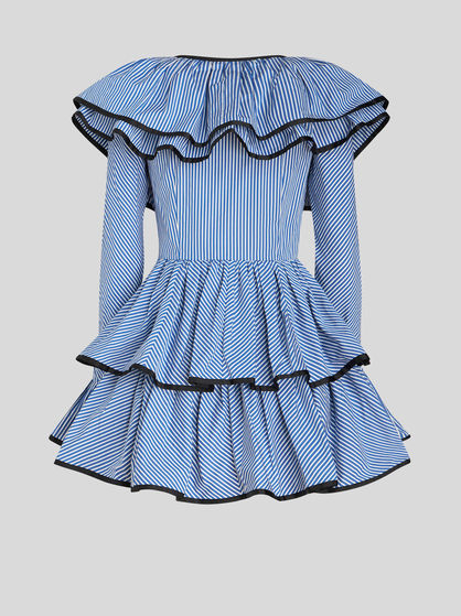 MINI STRIPED DRESS WITH RUFFLES