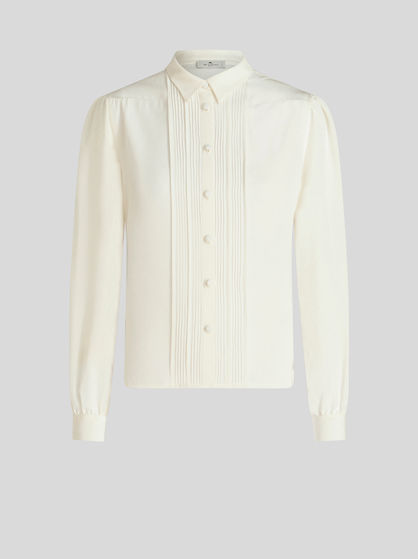 PLEATED SILK SHIRT