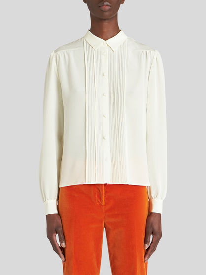 PLEATED SILK SHIRT