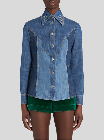 DENIM SHIRT WITH EMBROIDERY
