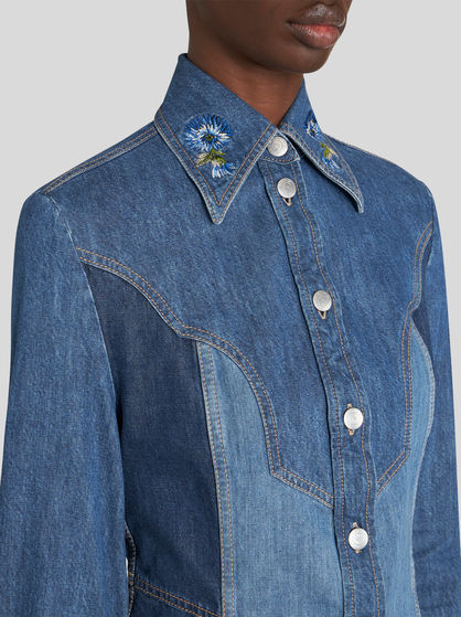 DENIM SHIRT WITH EMBROIDERY