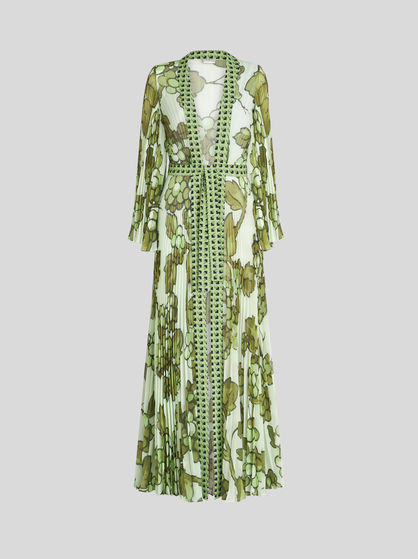 Floral print pleated beach dress | Women | Green | ETRO
