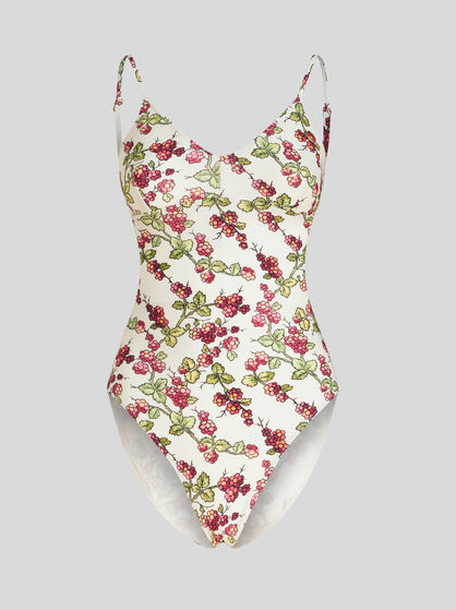 ONE-PIECE SWIMSUIT WITH BERRY PRINT