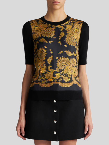 SHORT-SLEEVED JUMPER WITH SILK INSERTS