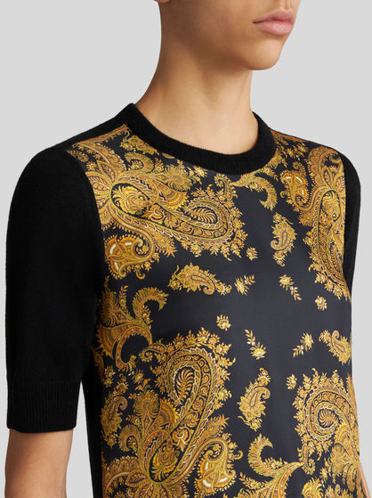 SHORT-SLEEVED JUMPER WITH SILK INSERTS