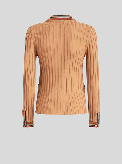 STRIPED RIBBED CARDIGAN