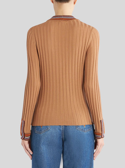 STRIPED RIBBED CARDIGAN
