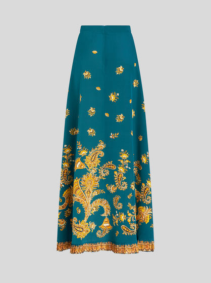 LEAFY PAISLEY SILK CRÊPE DE CHINE SKIRT