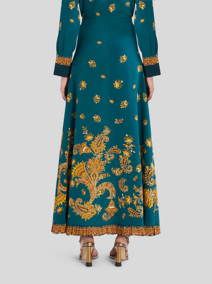 LEAFY PAISLEY SILK CRÊPE DE CHINE SKIRT