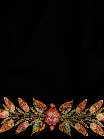 VELVET ROBE JACKET WITH FOLIAGE EMBROIDERY