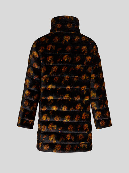 VELVET DOWN JACKET WITH DAHLIAS